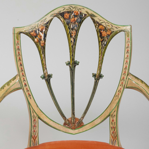 Pair of George III Painted Shield Back Armchairs