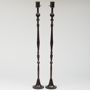 Pair of Bronze Floor Lamps, in the Manner of Diego Giacometti