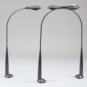 Set of Three Cedric Hartman Anodized Aluminum Floor Lamps, Model No. 91 CO