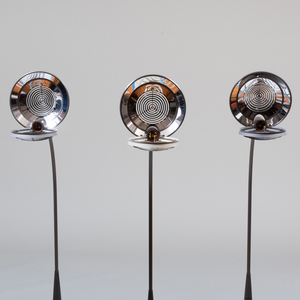 Set of Three Cedric Hartman Anodized Aluminum Floor Lamps, Model No. 91 CO