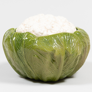 Tiffany & Co. Ceramic Cauliflower Tureen and Cover and a Rhubarb Platter