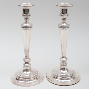 Pair of English Silver Candlesticks