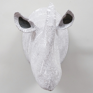 Modern Papier Mâché Model of a Rhinoceros Head
