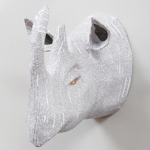 Modern Papier Mâché Model of a Rhinoceros Head
