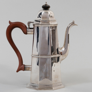 English Silver Coffee Pot with Hinged Cover