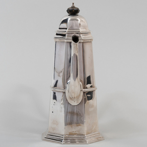 English Silver Coffee Pot with Hinged Cover