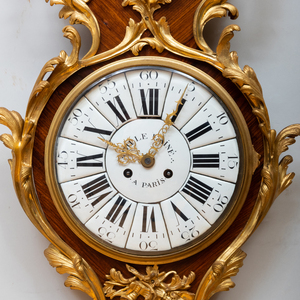 Louis XV Style Gilt-Bronze-Mounted Kingwood Thermometer Clock, the Dial Signed Gille L'Aine A Paris
