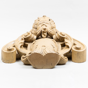 Continental Carved and Painted Wood Cartouche