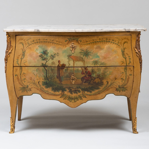 Louis XV Style Gilt-Bronze-Mounted Painted Commode