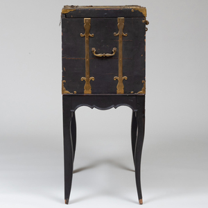 Anglo-Indian Brass-Mounted Leather and Rosewood Traveling Desk, on Later Stand