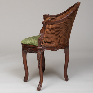 Early Louis XV Style Carved Beechwood and Caned Fauteuil de Bureau