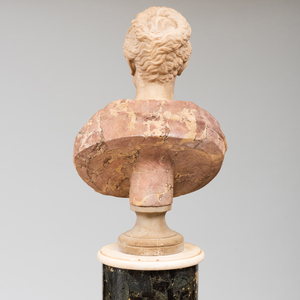 Italian Marble Bust of Sabina Wife of Hadrian, on a Marble and Scagliola Pedestal, After the Antique