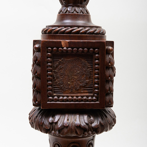 Pair of Tall Continental Carved Mahogany Candlesticks, Possibly French