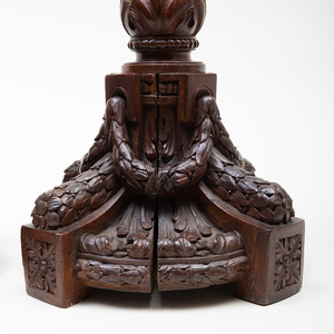 Pair of Tall Continental Carved Mahogany Candlesticks, Possibly French