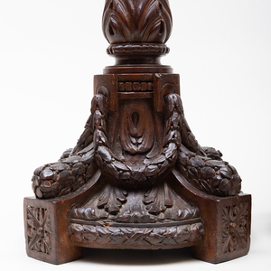Pair of Tall Continental Carved Mahogany Candlesticks, Possibly French