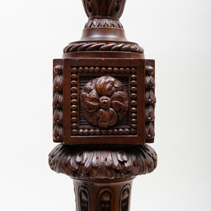Pair of Tall Continental Carved Mahogany Candlesticks, Possibly French