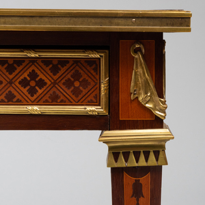 Louis XVI Style Gilt-Bronze-Mounted Mahogany and Fruitwood Parquetry Double Sided Bureau Plat  
