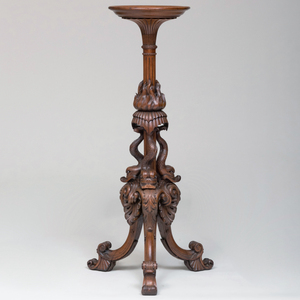 Continental Carved Mahogany Pedestal  