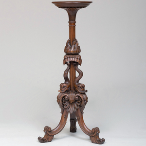 Continental Carved Mahogany Pedestal  