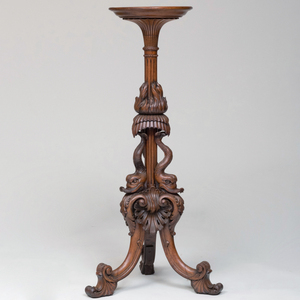 Continental Carved Mahogany Pedestal  
