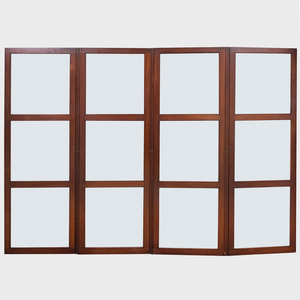 Directoire Style Mahogany and Mirror Four Panel Double-Sided Screen 