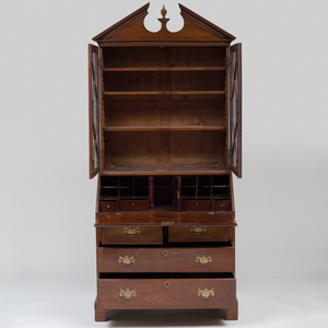George III Mahogany Slant-Front Secretary Bookcase 