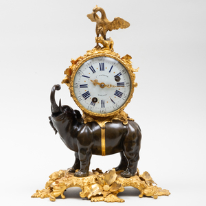 Fine Louis XV Ormolu-Mounted Bronze Elephant Mantel Clock, Dial Signed Jn. Baptiste Baillon 