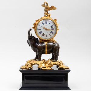 Fine Louis XV Ormolu-Mounted Bronze Elephant Mantel Clock, Dial Signed Jn. Baptiste Baillon 