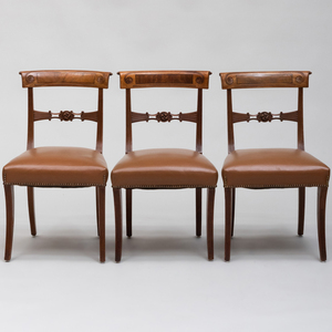 Three Regency Inlaid Mahogany Side Chairs