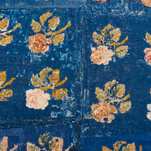 Large Blue Ground Floral and Figural Needlework Carpet