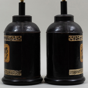 Pair of Painted Tôle Cannister Lamps