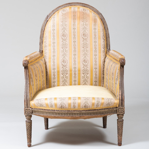 Louis XVI Style Painted Bergère, in the Manner of Claude Sené
