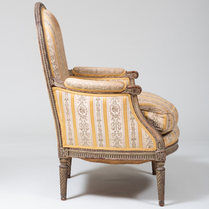 Louis XVI Style Painted Bergère, in the Manner of Claude Sené