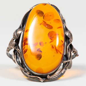 Amber and Silver Bracelet and a Pendant