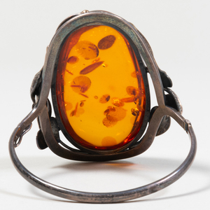 Amber and Silver Bracelet and a Pendant