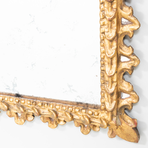 Large Spanish Baroque Style Carved Giltwood Beveled Mirror