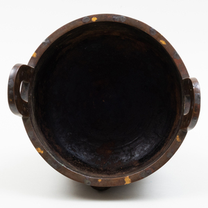 Chinese Gilt Splash Bronze Archaistic Ding Form Vessel