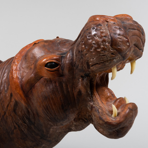 Leather Model of a Yawning Hippopotamus Figure, Possibly Liberty of London