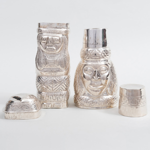 Two South American Silver Plate Figural Cocktail Shakers