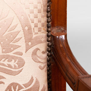 Set of Seven Empire Mahogany and Parcel-Gilt Fauteuils en Cabriolet