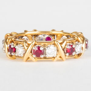 Schlumberger Studios for Tiffany & Co. 18k Gold, Ruby and Diamond Eternity Band Ring
