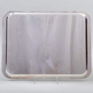 Pair of Christofle Silver Plate Trays with Wood Handles