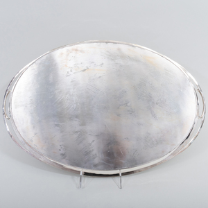 English Silver Plate Galleried Tray