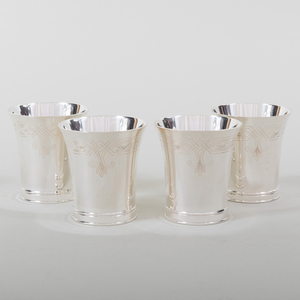 Set of Four English Silver Julep Cups