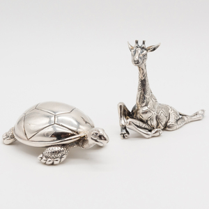 Buccellati Silver Giraffe and a Reed & Barton Silver Plate Turtle