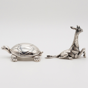 Buccellati Silver Giraffe and a Reed & Barton Silver Plate Turtle