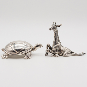 Buccellati Silver Giraffe and a Reed & Barton Silver Plate Turtle