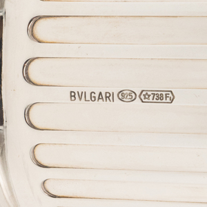 Italian Bulgari Silver Column Pen Cup and an Italian Tiffany & Co. Silver Presentation Box