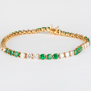 Tiffany & Co. 18k Gold, Diamond and Emerald Necklace and Matching Bracelet