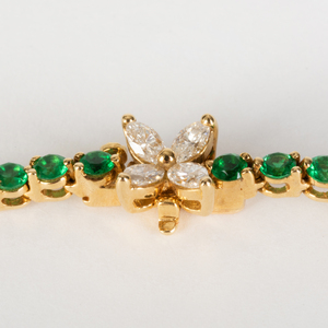 Tiffany & Co. 18k Gold, Diamond and Emerald Necklace and Matching Bracelet